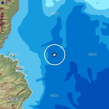 Scossa di terremoto nel Mar Tirreno, a largo di Olbia