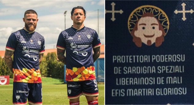 Cagliari in campo con una maglia dedicata a Sant’Efisio
