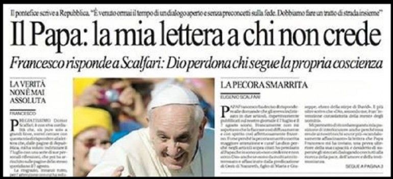 Bergoglio a Scalfari: 