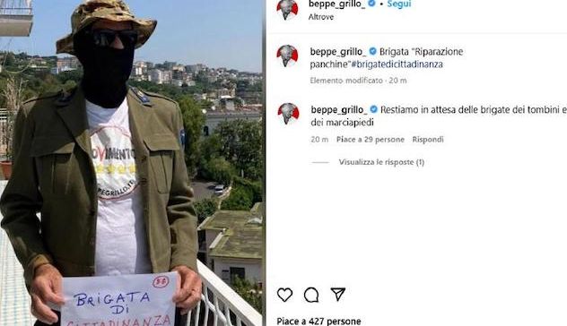 M5s: Grillo ironizza, su Instagram foto con passamontagna e brigata cittadinanza