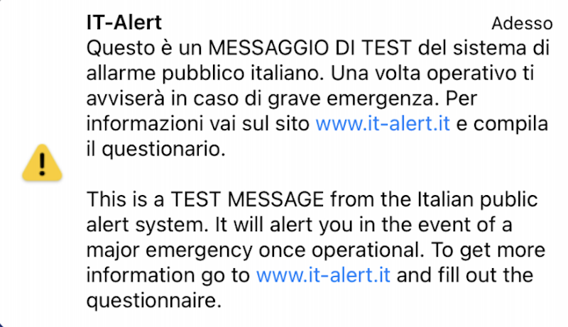 IT-Alert. Test di allerta nazionale: alle 12 hanno suonato i cellulari in Sardegna