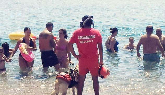 Calabria, cane vigili fuoco salva bimbi su canoa