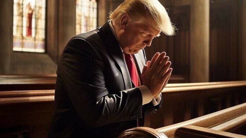 Usa: Trump posta una foto mentre prega, ma la mano ha sei dita