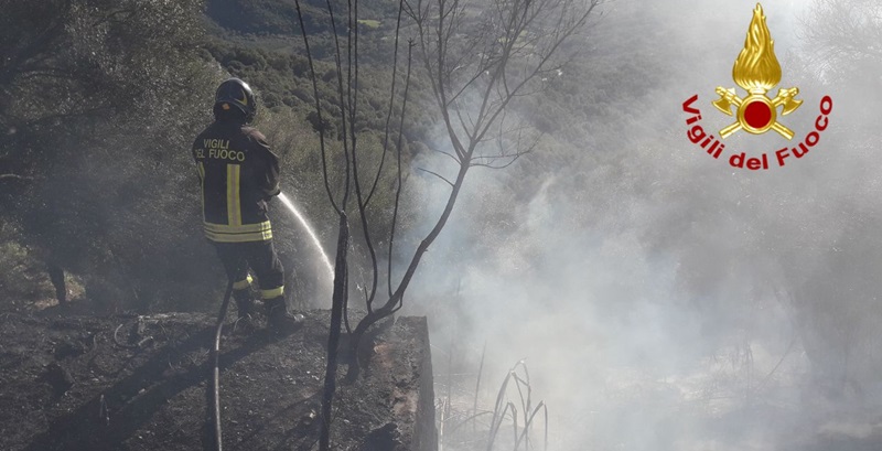 Incendio minaccia abitazioni a Baunei: intervento dei Vigili del Fuoco