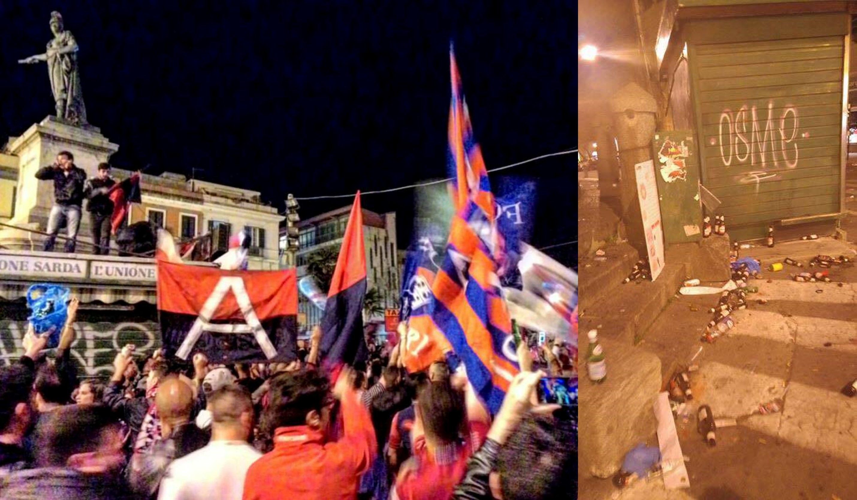 Cagliari promosso: l'altra faccia della festa. Danni e sporcizia in Piazza Yenne