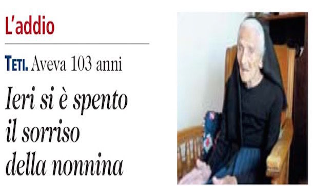 Si è spento il sorriso della nonnina. Tzia Maria Marongiu aveva 103 anni