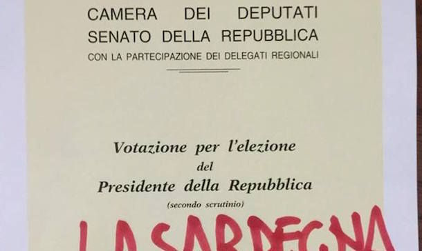 Seconda votazione. Il Deputato Mauro Pili pubblica anche oggi la foto della sua scheda: 