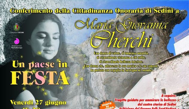 Sedini conferisce alla cantante Maria Giovanna Cherchi la cittadinanza onoraria