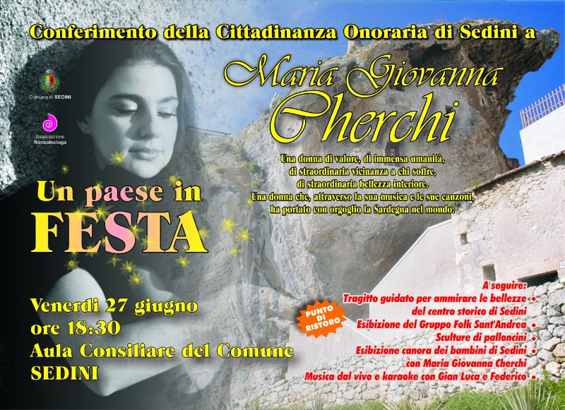 Sedini conferisce alla cantante Maria Giovanna Cherchi la cittadinanza onoraria