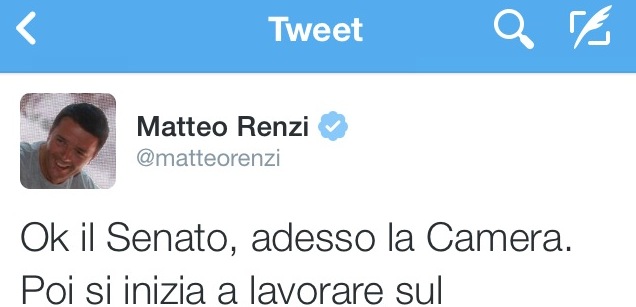 Renzi su twitter: 