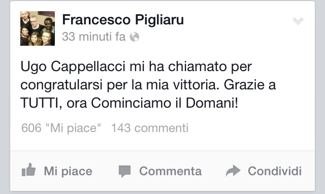 Francesco Pigliaru su Facebook: 