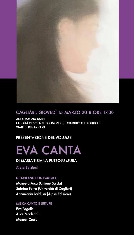 Giovedì 15 marzo la presentazione del libro “Eva Canta” di Maria Tiziana Putzolu Mura