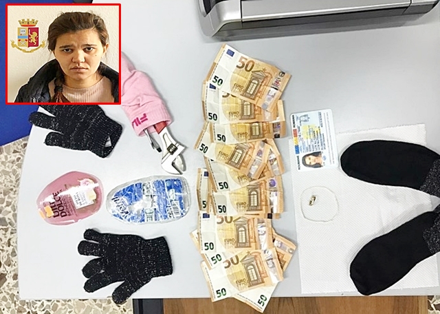 I soldi e i gioielli negli slip, nel trolley gli arnesi da scasso: la Polizia arresta una donna