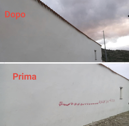 Individuati i vandali che hanno imbrattato, con vernice spray, la parete della chiesa: ripuliscono a proprie spese