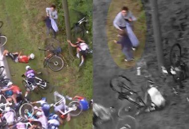 Maxi caduta al Tour de France: l’istinto di una mamma per salvare il figlio. Il video diventa virale