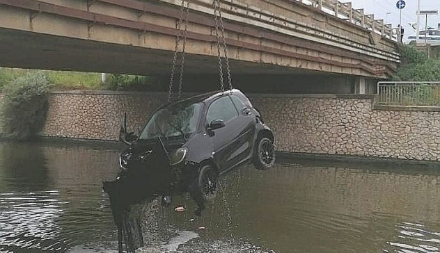 Cagliari. Un’auto finisce nel canale di Terramaini, due i feriti