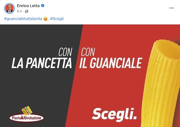“Pancetta o guanciale?”, il meme di Letta accende le polemiche