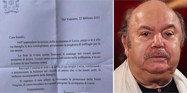 Il Papa scrive a Lino Banfi per la morte della moglie: “Nonni forti anche nella sofferenza”