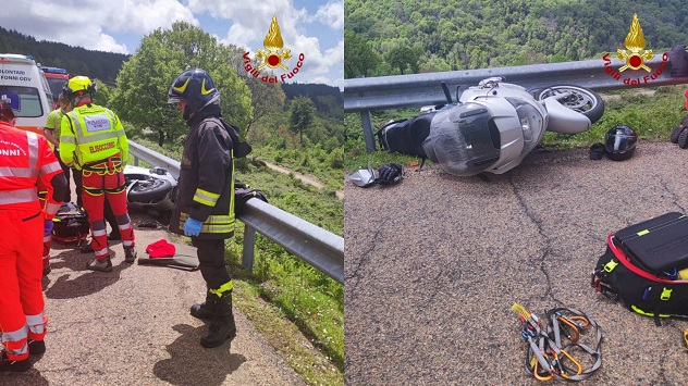 Sorgono. Cade rovinosamente al suolo: motociclista in ospedale con elisoccorso