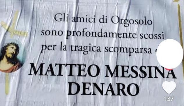 A Orgosolo manifesti funebri per Messina Denaro: l’autore è anonimo 