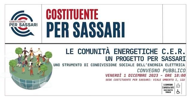 Comunità Energetiche Rinnovabili: incontro alla Costituente per Sassari