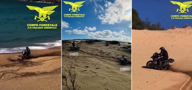 Fanno motocross sulle dune di Piscinas poi postano i video sui social