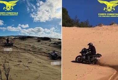 Fanno motocross sulle dune di Piscinas poi postano i video sui social