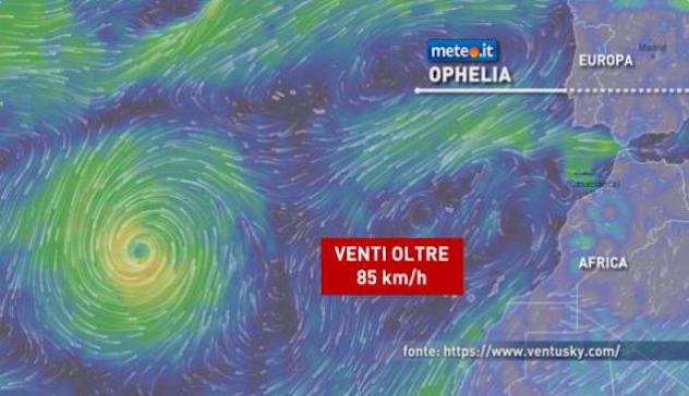 Ophelia: la tempesta tropicale che diventa uragano e si dirige verso l’Europa