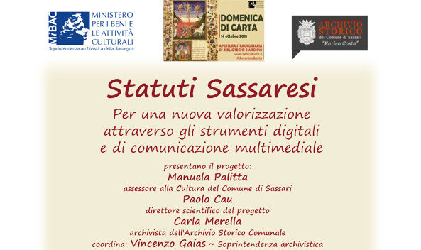 “Domenica di Carta”: Gli Statuti Sassaresi alla Soprintendenza archivistica della Sardegna
