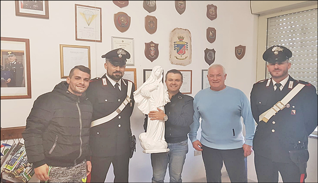 I Carabinieri ritrovano la statua della Madonna rubata a Sinnai