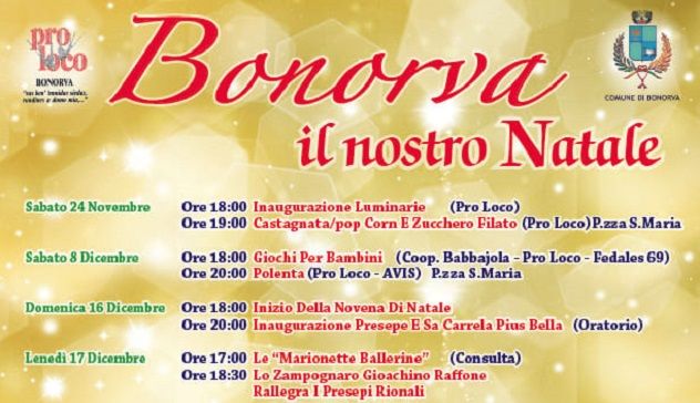 “Bonorva-Il Nostro Natale”: reso noto il calendario degli eventi