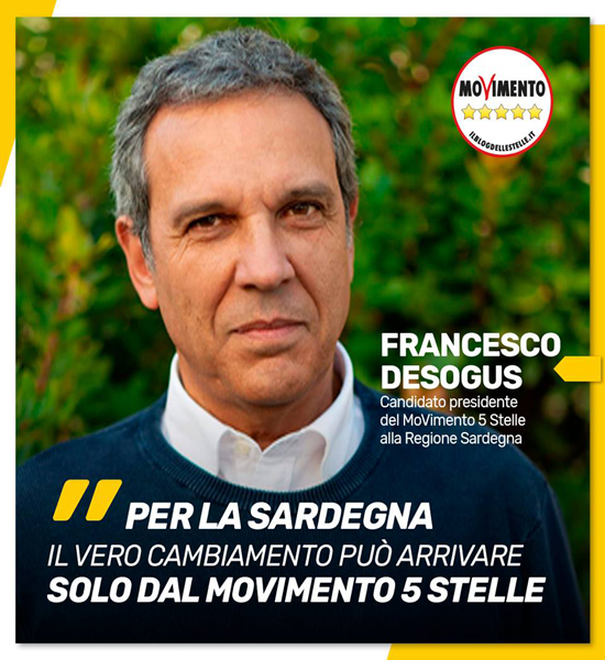 Regionali, il candidato governatore del Movimento 5 Stelle è Francesco Desogus