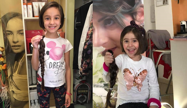 Le piccole Giulia e Sofia tagliano i capelli per donarli alle bimbe malate di cancro