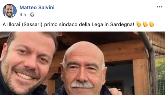 Il post di Matteo Salvini da Washington: “Applausi per il primo sindaco della Lega in Sardegna”