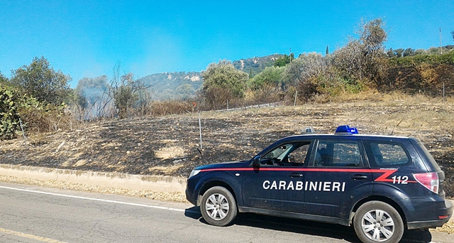 Incendio doloso distrugge un ettaro di macchia mediterranea a S’Orciada, sul posto anche i Vigili del Fuoco
