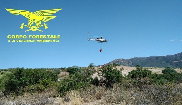 Fiamme a Badesi, in azione un elicottero della Forestale