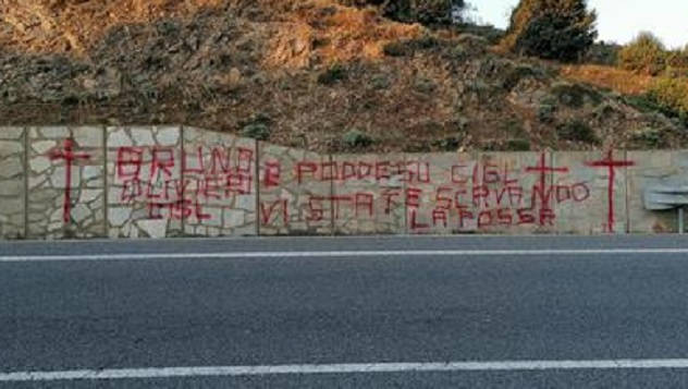 Su un muro minacce contro sindacalisti della vertenza Forestas