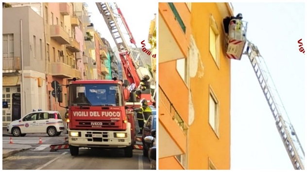 Calcinacci dalle pareti di una palazzina: danneggiata auto in sosta a Cagliari