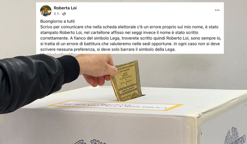 Elezioni. Nella scheda il nome Roberto anziché Roberta. “Errore sul mio nome”
