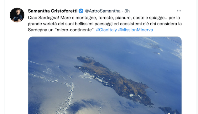 “Ciao Sardegna!”. Il saluto di Samantha Cristoforetti dallo spazio